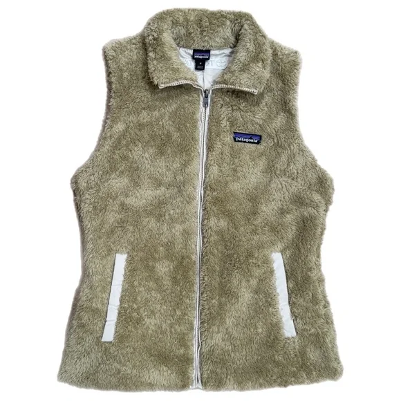 Patagonia Los Gatos Fleece Vest Teddy Sherpa Neutral Tan Full Zip Womens Medium - Picture 1 of 11